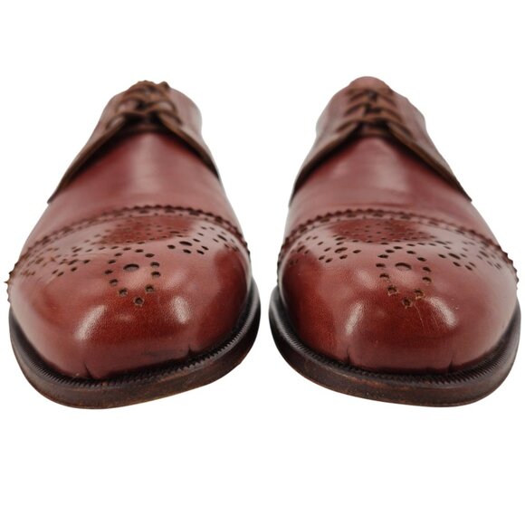 Aldo Brue Italy Cognac Brown Leather Dress Shoes Mens 7.5 Cap-toe Derby Oxfords main image 8